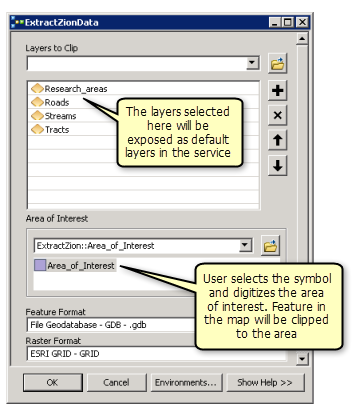 Using the ExtractZionData tool dialog box